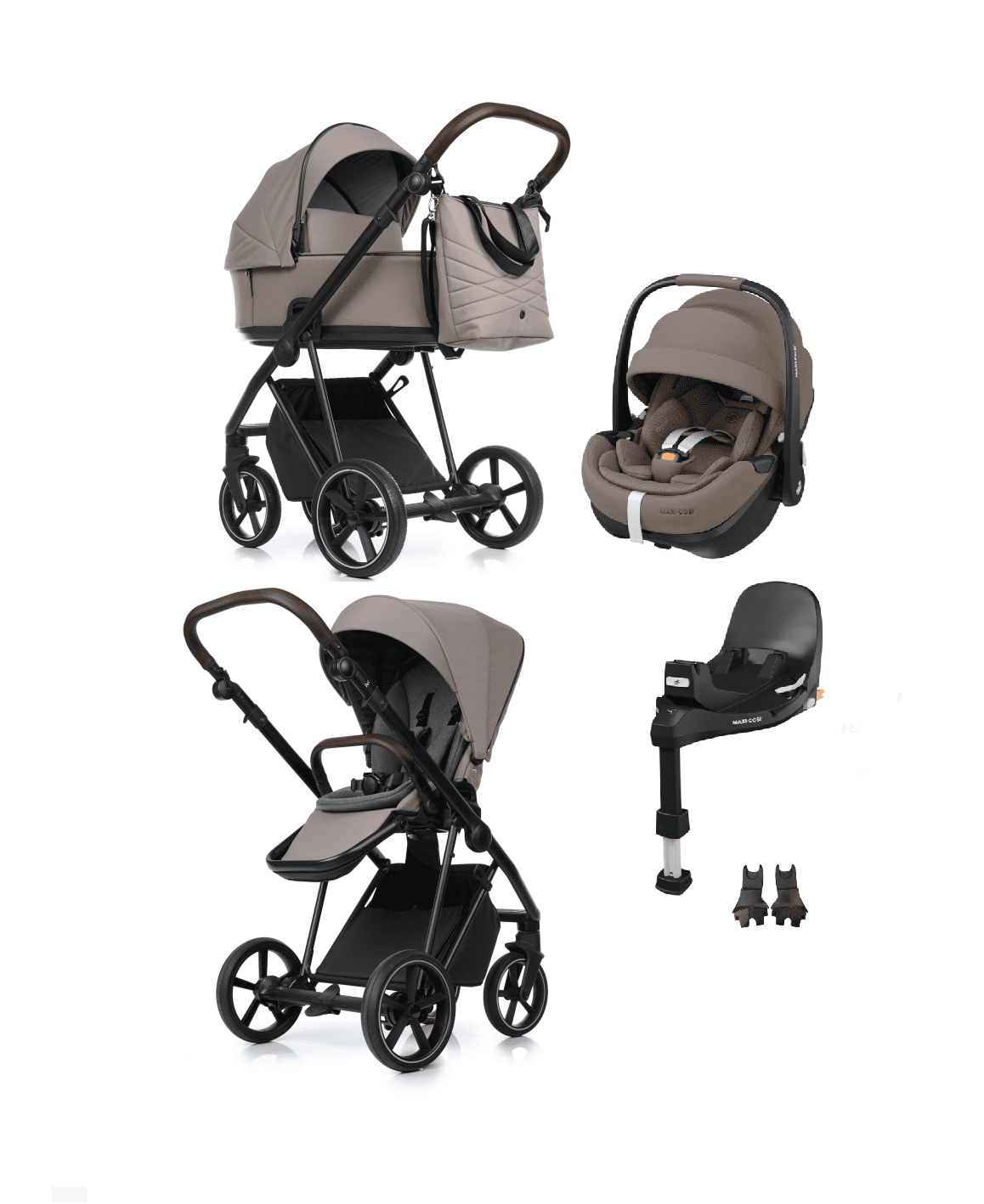 Zestaw 4w1 | Roan Ivi 2.0 kol. Cocoa Black | Maxi Cosi Pebble 360 PRO 2 | baza obrotowa – wysuwana |